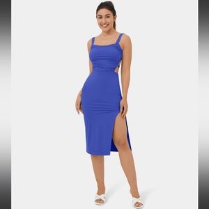 Blue HALARA Bodycon Backless Dress